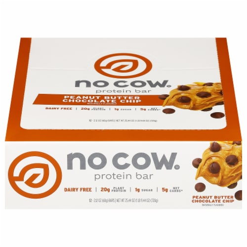 no cow® Peanut Butter Chocolate Chip Protein Bars Perspective: front