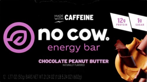 no cow Chocolate Peanut Butter Energy Bars Perspective: front