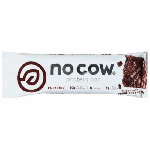 no cow® Chocolate Fudge Brownie Protein Bar Perspective: front