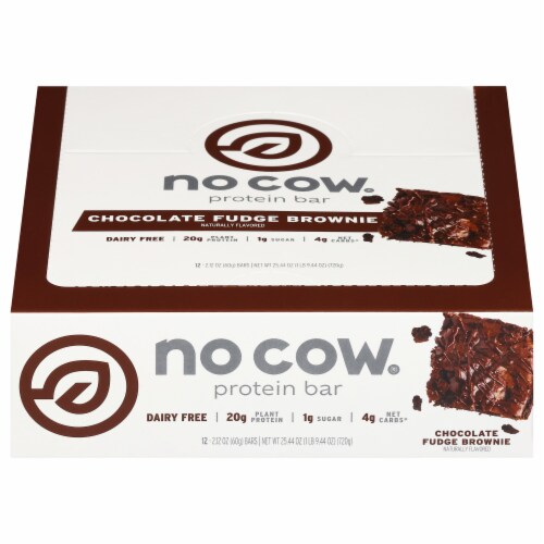 no cow® Dairy Free Chocolate Fudge Brownie Protein Bars Perspective: front