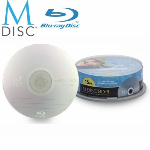 15 Pack Millenniata M-Disc BD-R 25GB 4X HD 1000 Year Permanent Data Archival Blank Media Disc Perspective: front
