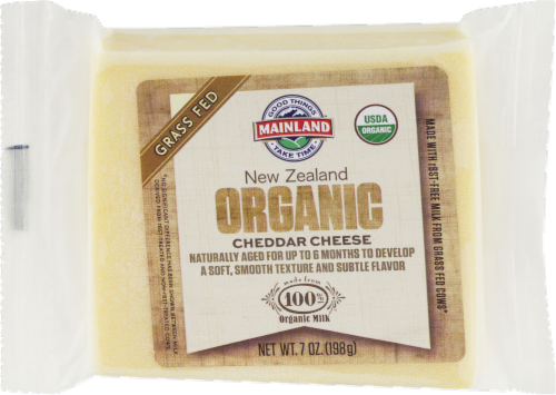 Mainland Organic Grass Fed Cheddar Cheese Perspective: front