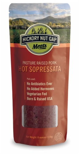 Hickory Nut Gap Meats Pasture Raised Hot Sopressata Perspective: front
