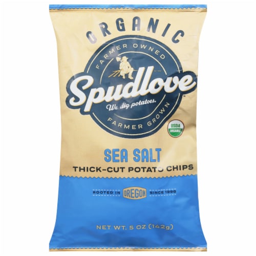 SpudLove® Organic Sea Salt Thick-Cut Potato Chips Perspective: front