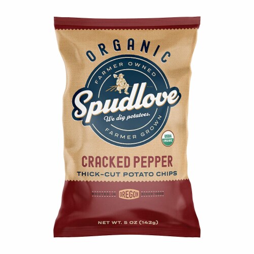 SpudLove Cracked Pepper Thick-Cut Potato Chips Perspective: front