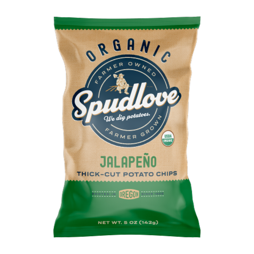 SpudLove Organic Jalapeño Thick-Cut Potato Chips Perspective: front