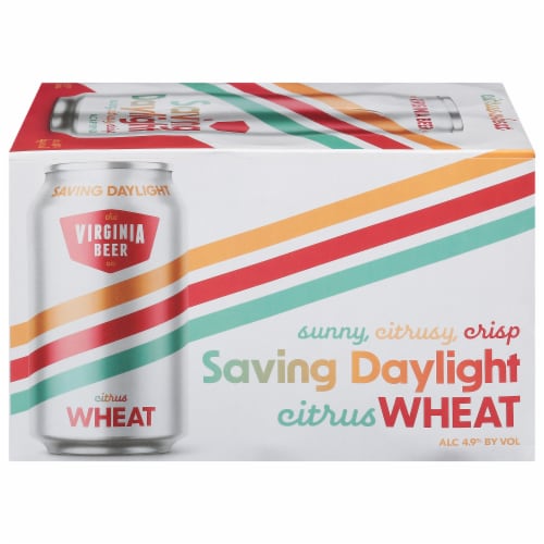 The Virginia Beer Company Saving Daylight Citrus Wheat Beer Perspective: front