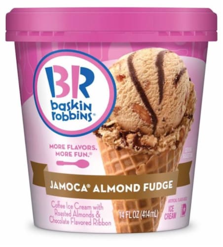Baskin Robbins® Jamocha® Almond Fudge Ice Cream Pint Perspective: front