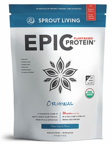 Sprout Living Organic Gluten Free Epic Original Plant-Based Protein Powder Perspective: front