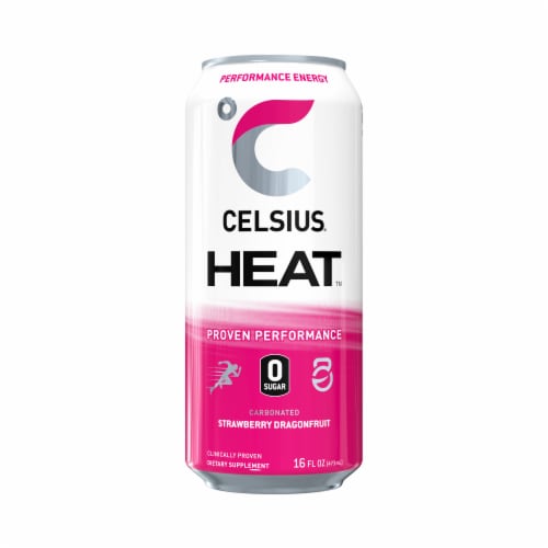 CELSIUS HEAT Sparkling Strawberry Dragonfruit Energy Drink Perspective: front