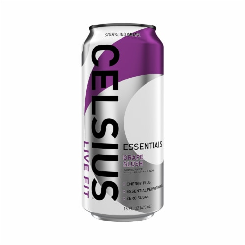 CELSIUS® ESSENTIALS Sparkling Grape Slush Performance Energy Drink Can Perspective: front
