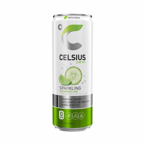 Celsius Sparkling Cucumber Lime Energy Drink Perspective: front