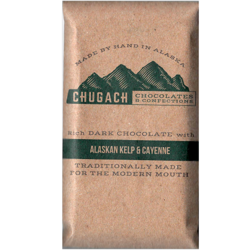 Chugach Chocolates Alaskan Kelp & Cayenne Rich Dark Chocolate Perspective: front