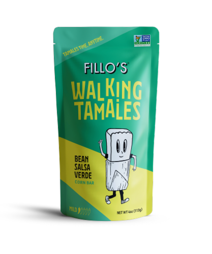 FILLO'S® Bean Salsa Verde Corn Bar Walking Tamales Perspective: front