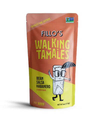 Fillo's® Bean Salsa Habanero Corn Bar Walking Tamales Perspective: front