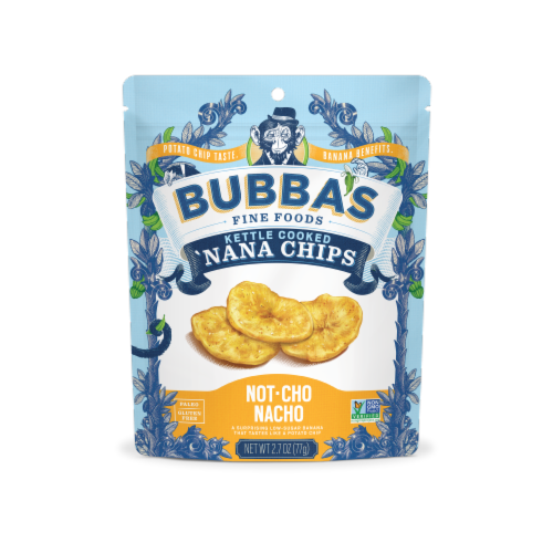 Bubba's Fine Foods Kettle Cooked Not-Cho Nacho 'Nana Chips Perspective: front