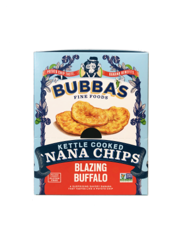Bubba's Fine Foods Kettle Cooked Blazing Buffalo 'Nana Chips Perspective: front