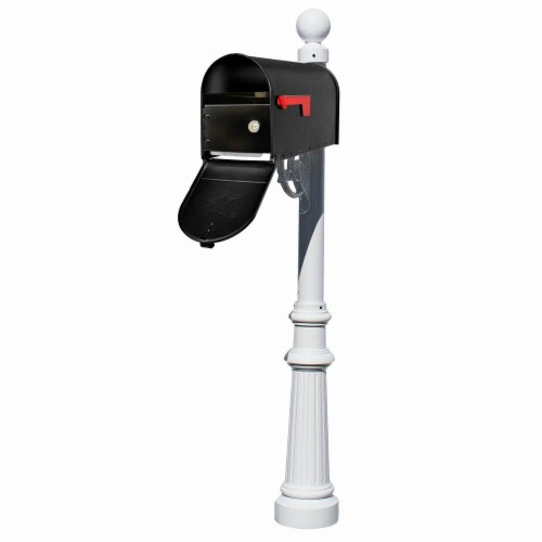 Lewiston LPST-E1-LKIT-703-WHT E1 Economy Mailbox Locking Insert System with Ornate Base & Pin Perspective: front