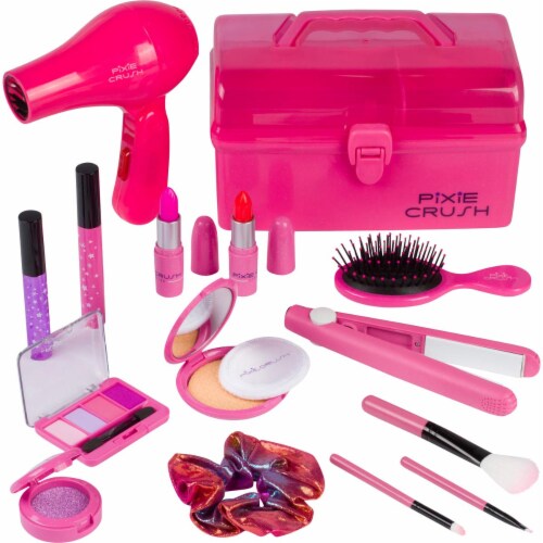 PixieCrush Kids Makeup Hair Styling Kit Ages 3 10 Pink Carrying Case 3.7 H 7.48 L 10.94 W Harris Teeter