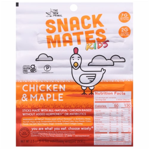 The New Primal Snack Mates® Chicken & Maple Meat Sticks Perspective: front