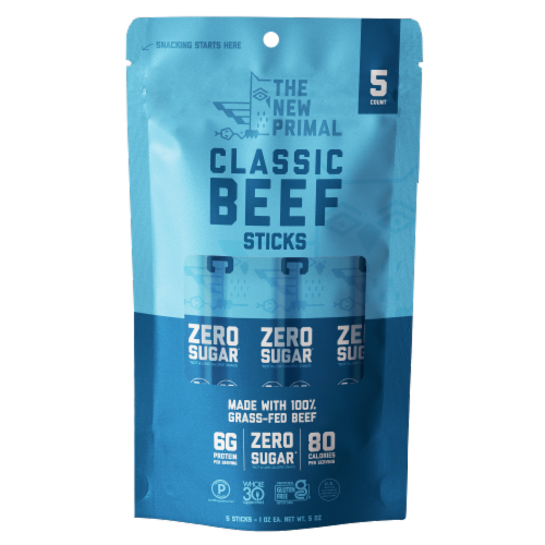 The New Primal Classic Beef Sticks Perspective: front