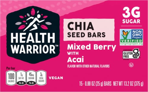 Health Warrior Mixed Berry with Acai Chia Bars Perspective: front