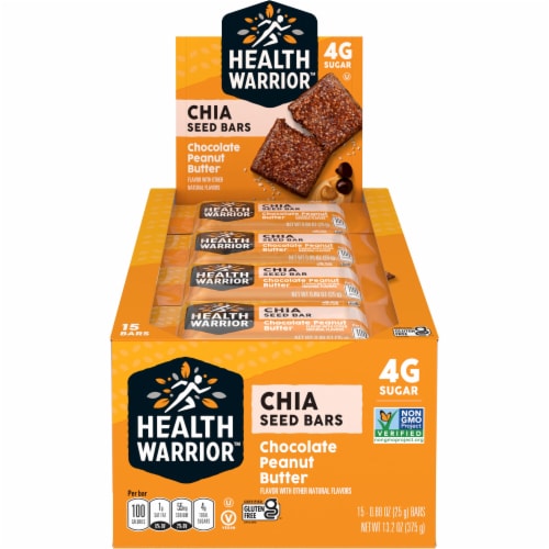 Health Warrior Chocolate Peanut Butter Chia Seed Bars Perspective: front