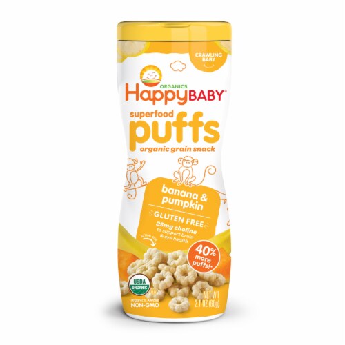Happy Baby Organics Gluten Free Superfood Puffs Banana Grain Snack 2.1 oz Harris Teeter