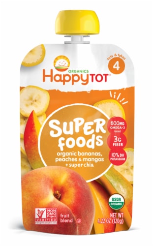 Happy Tot® Organic Superfoods Banana Peach & Mango Stage 4 Baby Food Perspective: front