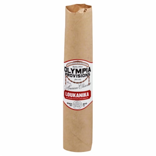 Olympic Provisions Loukanika Unsliced Salami Perspective: front