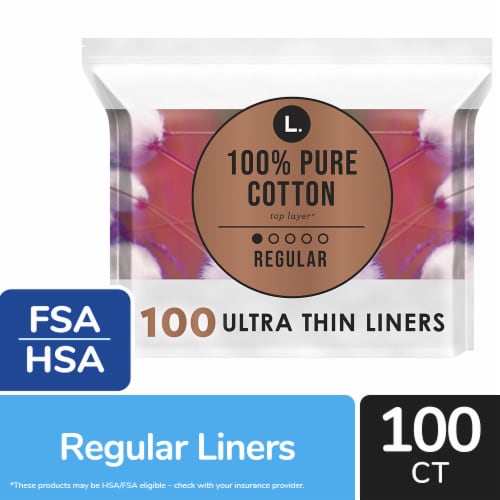 L. Chlorine Free Organic Cotton Ultra Thin Liners Regular Absorbency Perspective: front