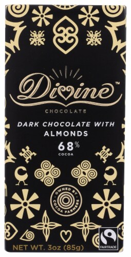 Divine 68% Cocoa Dark Chocolate with Almonds Perspective: front