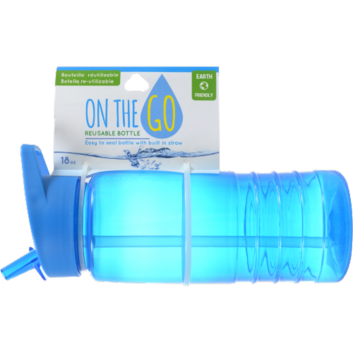On The Go Reusable Bottle with Straw Perspective: front