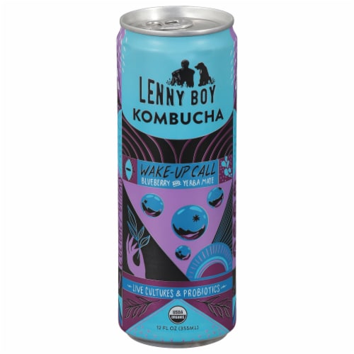 Lenny Boy Wake-Up Call Blueberry & Yerba Mate Kombucha Perspective: front