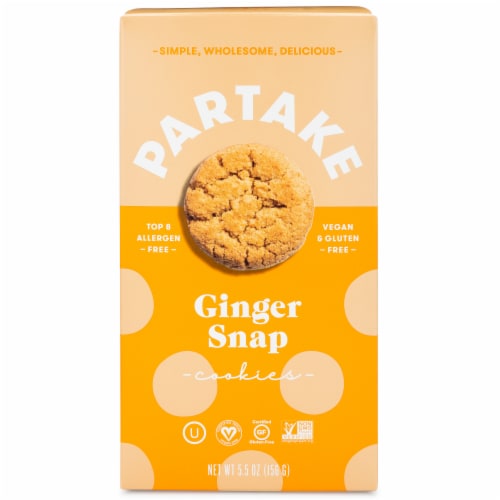 Partake Gluten-Free Vegan Ginger Snap Cookies Perspective: front