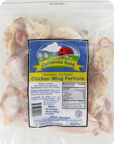 California Gold Uncooked Chicken Wing Portions Perspective: front