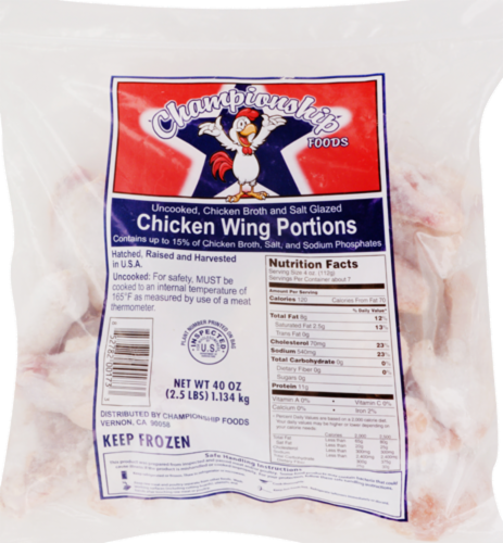 Great Value All Natural Chicken Wing Sections, 4 lb (Frozen