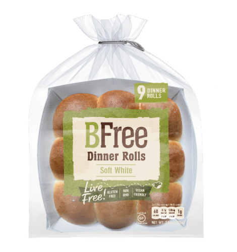 BFree Soft White Dinner Rolls 9 Count Perspective: front