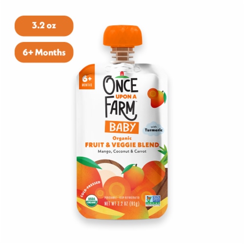 Once Upon a Farm™ Mango Coconut and Carrot with Turmeric Organic Baby Food Pouch Perspective: front