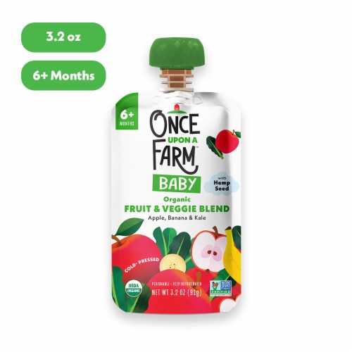 Once Upon a Farm™ Apple Banana and Kale with Hemp Seed Organic Baby Food Pouch Perspective: front