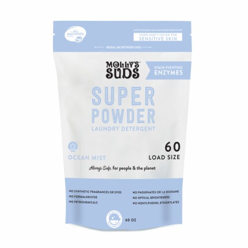 Molly's Suds Ocean Mist Scented Super Powder Laundry Detergent Perspective: front