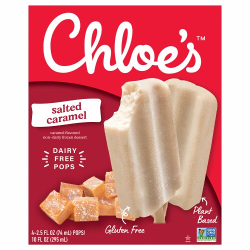 Chloe's Oatmilk Salted Caramel Dairy Free Frozen Dessert Pops Perspective: front