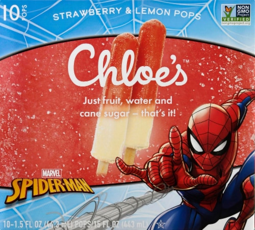 Chloe's™ Spiderman Strawberry and Lemon Ice Pops Perspective: front