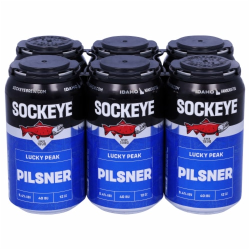 Sockeye Brewing Lucky Peak Pilsner Craft Beer Perspective: front
