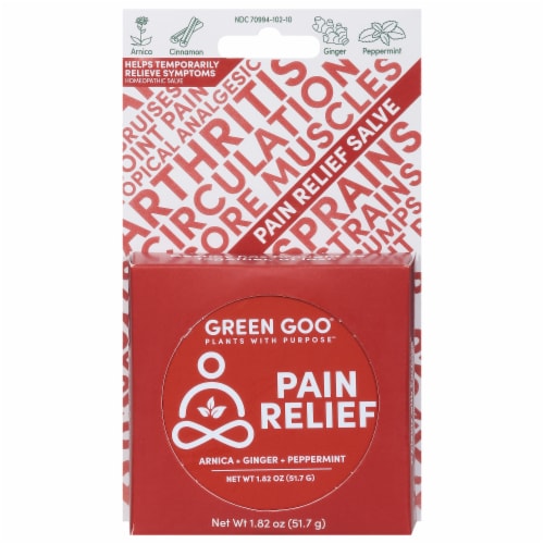 Green Goo Natural Pain Relief Large Salve Tin Perspective: front