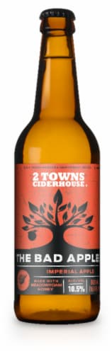 2 Towns Bad Apple Cider Single Bottle Perspective: front