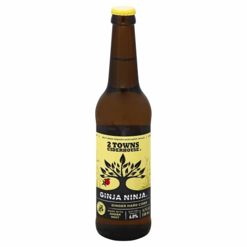 2 Towns Ciderhouse Ginja Ninja Ginger Hard Cider Perspective: front