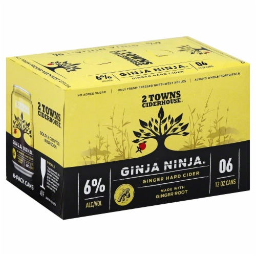 2 Towns Ciderhouse Ginja Ninja Ginger Hard Cider Perspective: front