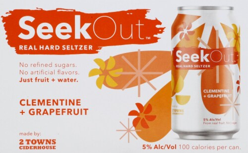SeekOut Clementine & Grapefruit Real Hard Seltzer Perspective: front