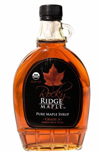 Rocky Ridge Maple Grade A Amber Rich Pure Maple Syrup Perspective: front
